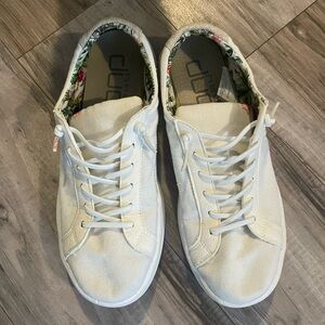 White Floral Lined Sneakers